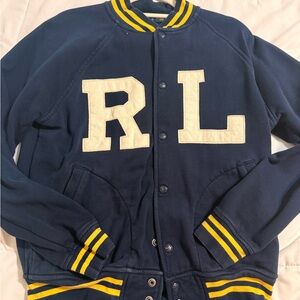 Polo by Ralph Lauren Navy & Yellow Varsity Bomber Jacket with RL Patch